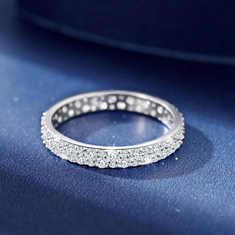 خواتم مويسانيتي كاملة بوزن 0.596 قيراط من الفضة الإسترلينية عيار 925 للنساء، خاتم كلاسيكي لامع، مجوهرات للخطوبة والزفاف، هدية