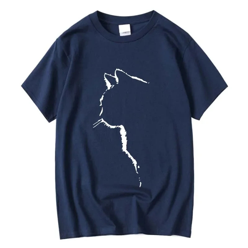 تيشيرت رجالي عالي الجودة، قطن 100%، بأكمام قصيرة، مطبوع عليه صورة قطة رائعة، بياقة دائرية، فضفاض، مناسب لإطلالة هيب هوب عصرية، مثالي لفصل الصيف.