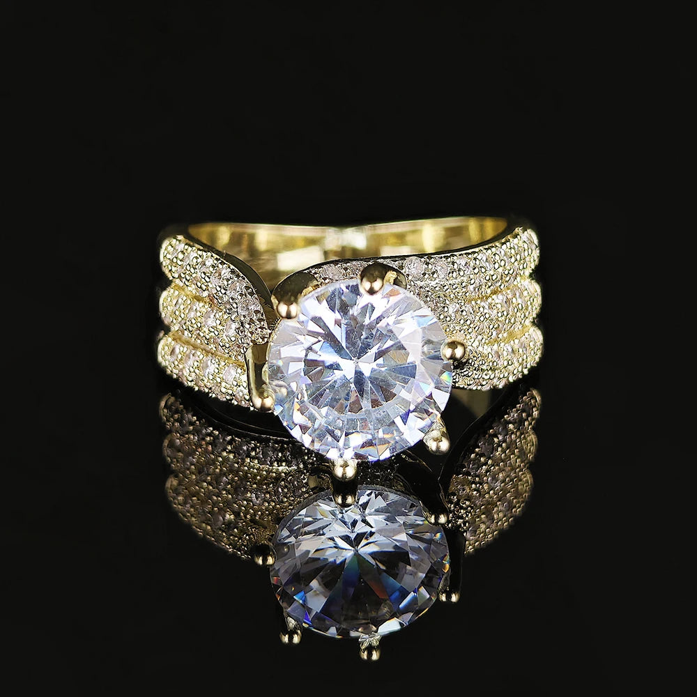 خاتم زفاف من الزركونيا المكعبة 10 مم للنساء، خاتم فاخر مرصع بالكريستال، إكسسوارات خطوبة، وصل حديثًا، مجوهرات عصرية R7851