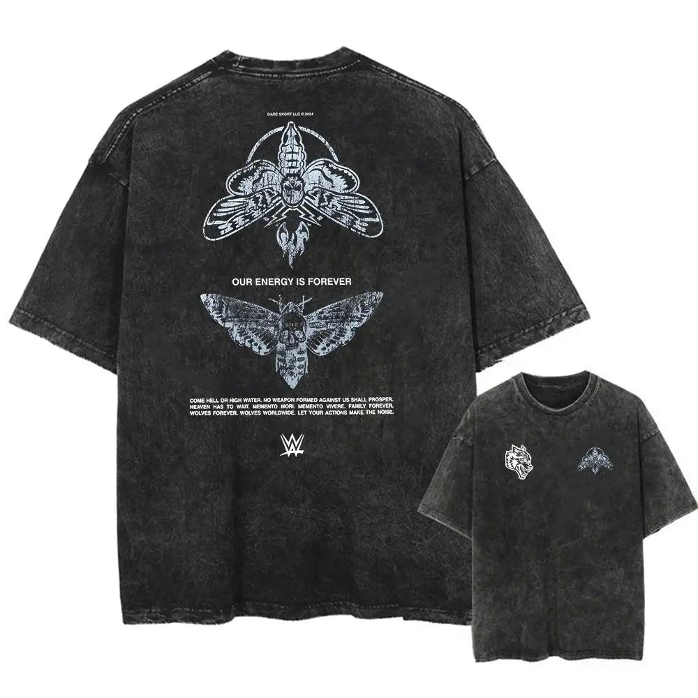 تي شيرت رجالي مطبوع عليه ذئاب من دارك سبورت، ملابس قطنية للأولاد، بأكمام قصيرة، تي شيرت رياضي مغسول، لياقة بدنية