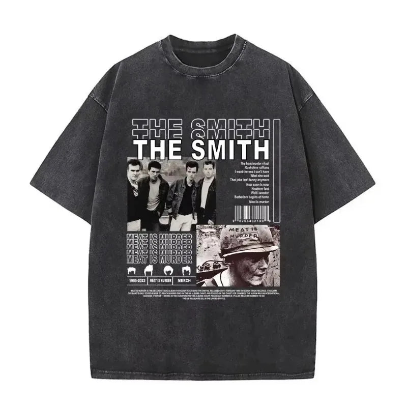 تي شيرت رجالي ونسائي مطبوع عليه شعار فرقة الروك البريطانية The Smiths The Queen Is Dead، تي شيرت بديل من فرقة موريسي المستقلة من ثمانينيات القرن العشرين
