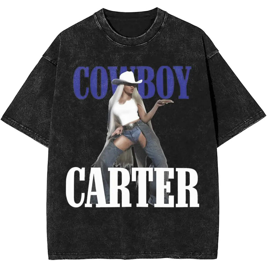 ألبوم كاوبوي كارتر، جولة بيونسيه 2024، الزي المغسول، تي شيرت، رجال، نساء، ملابس الشارع، تي شيرتات هيب هوب، تي شيرتات صيفية، قمم قطنية