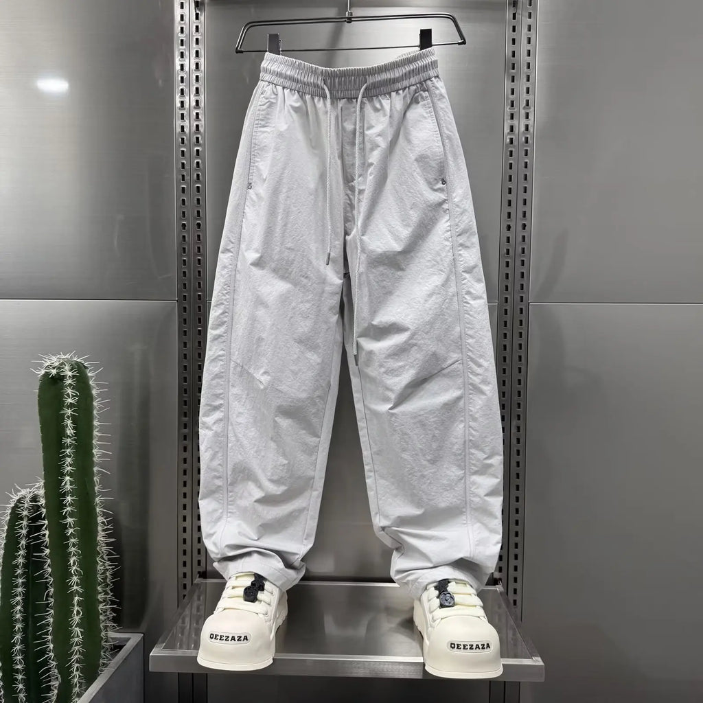 2025 New Trendy Brand Loose Wide Leg Pants Summer Casual Pants Men's Puff Handsome Work Pants Versatile Straight Leg Sports Pant