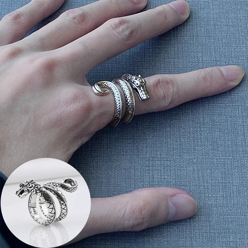 خاتم بانك من الفضة عيار 925 بتصميم تنين مجنح للنساء والفتيات، هدية مثالية للحفلات، مجوهرات عصرية مستوحاة من موسيقى الهيب هوب الكلاسيكية، خدمة توصيل مباشرة.