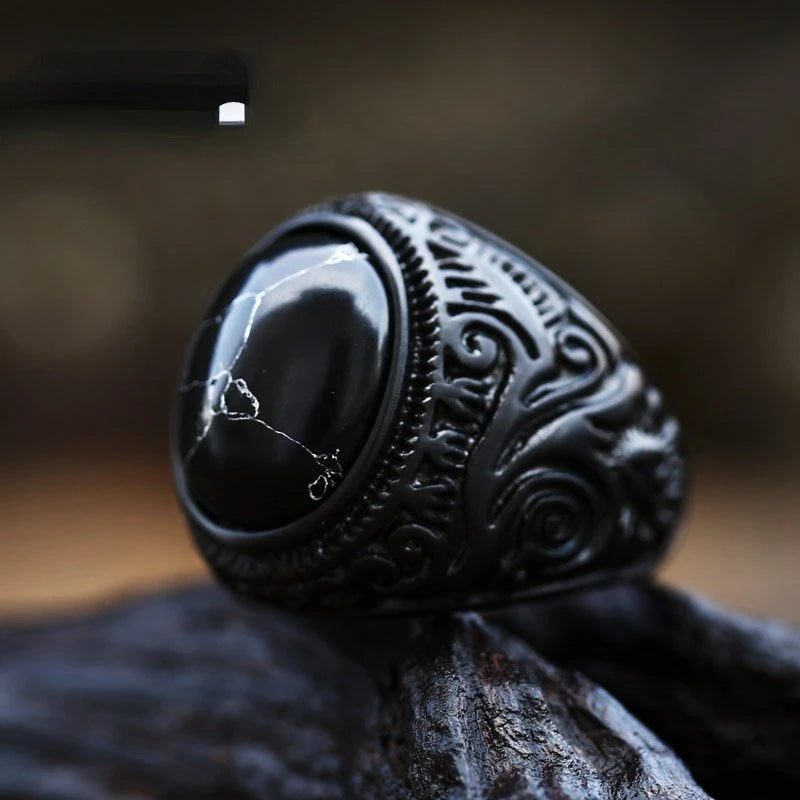 خاتم رجالي جديد من الفولاذ المقاوم للصدأ 316L بتصميم عتيق باللون الأبيض ومرصع بحجر عين النمر البني، إصدار 2024، مجوهرات عالية الجودة