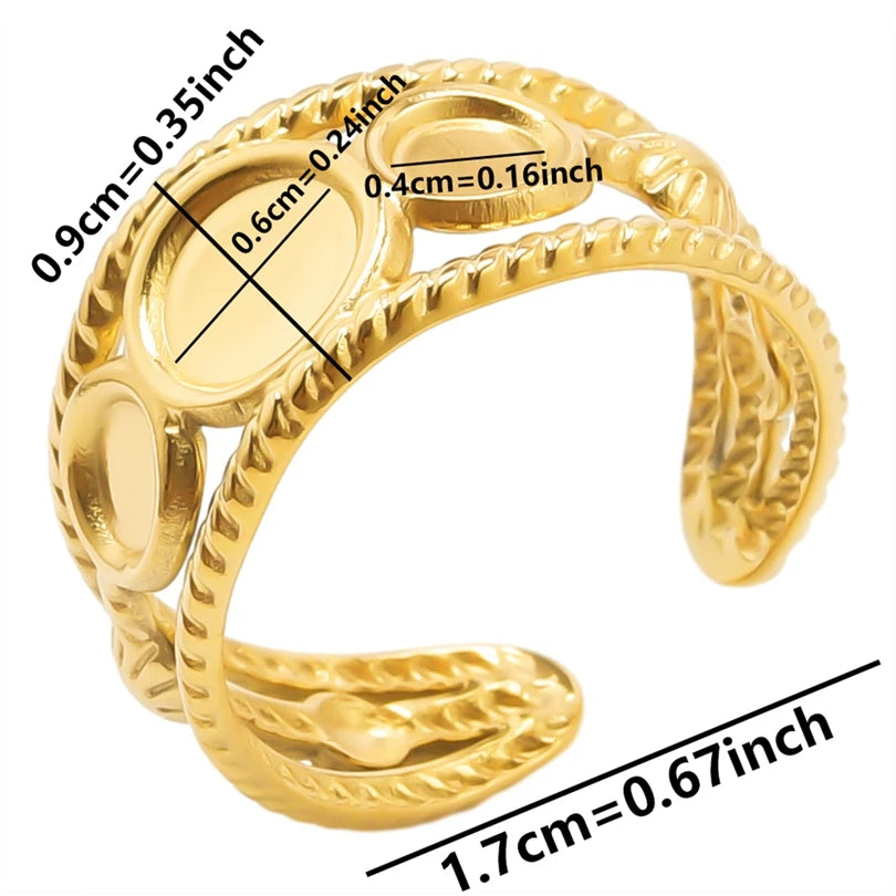 ٦ قطع/عبوة من حلقات مطلية بالذهب بقاعدة من الفولاذ المقاوم للصدأ، خواتم مفاصل فارغة يمكنك صنعها بنفسك للنساء، مجوهرات ساحرة لا يتغير لونها، بيع بالجملة