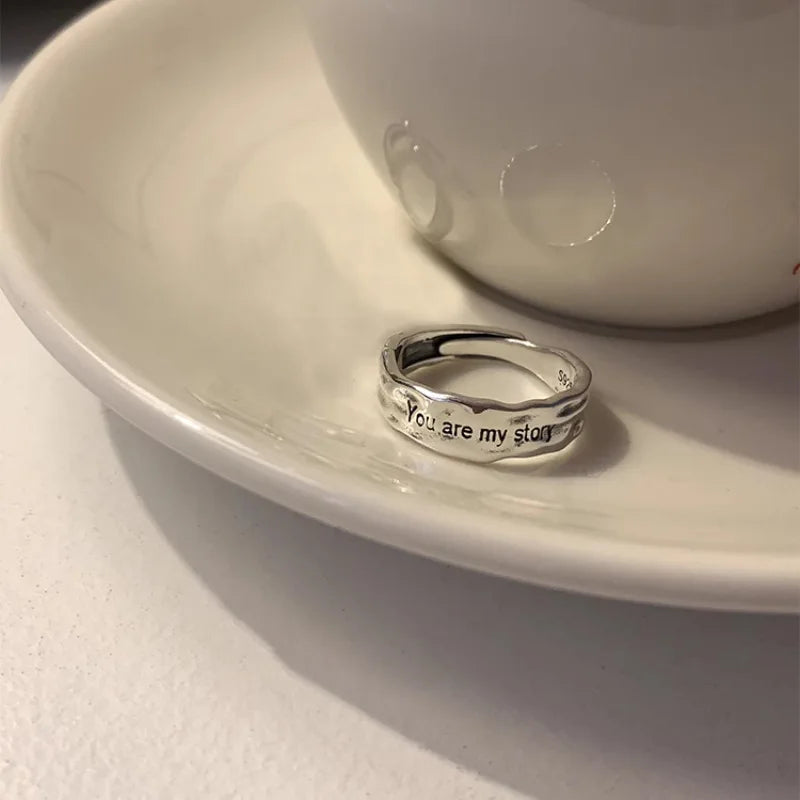 خاتم مفتوح من الفضة الإسترليني عيار 925 بتصميم بانك على شكل قلب، بتصميم هندسي غير منتظم، قابل للتكديس، هدية مجوهرات للنساء والفتيات، خدمة توصيل مباشرة بالجملة