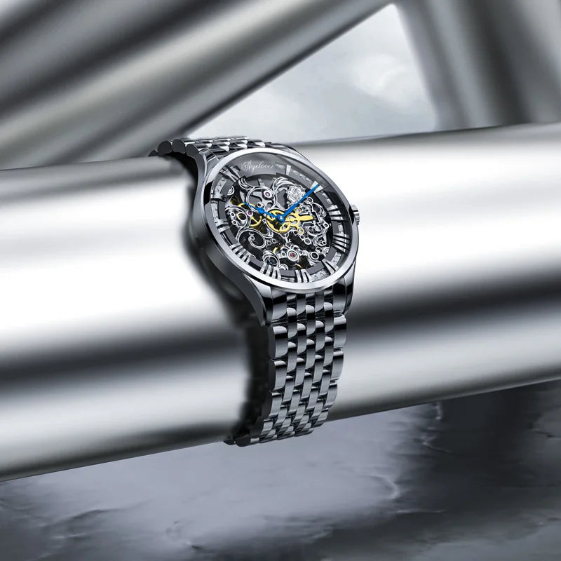 ساعة AGELOCER الأصلية المنحوتة على طراز فن الباروك للرجال، ساعة أوتوماتيكية ميكانيكية فاخرة للأعمال الرسمية، هدية عيد ميلاد للرجال