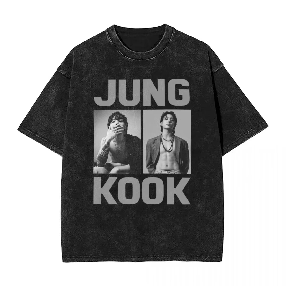 تي شيرت رجالي ونسائي بأكمام قصيرة بتصميم قوطي من Streetwear Golden Moments Jungkooks Hip Hop Washed Vintage T-Shirt مقاس كبير بأكمام قصيرة من القطن للجنسين