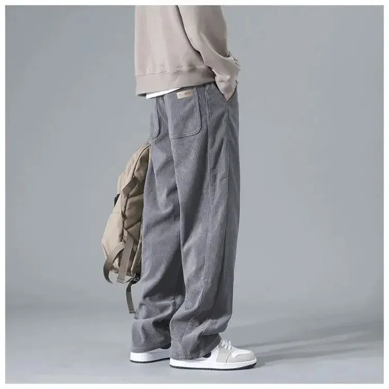 2025 Spring Autumn New Men'S Corduroy Straight Leg Pants Men comfort Loog Trousers Style Trendy Casual Sports Jogging pants