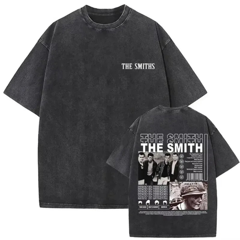 تي شيرت رجالي ونسائي مطبوع عليه شعار فرقة الروك البريطانية The Smiths The Queen Is Dead، تي شيرت بديل من فرقة موريسي المستقلة من ثمانينيات القرن العشرين