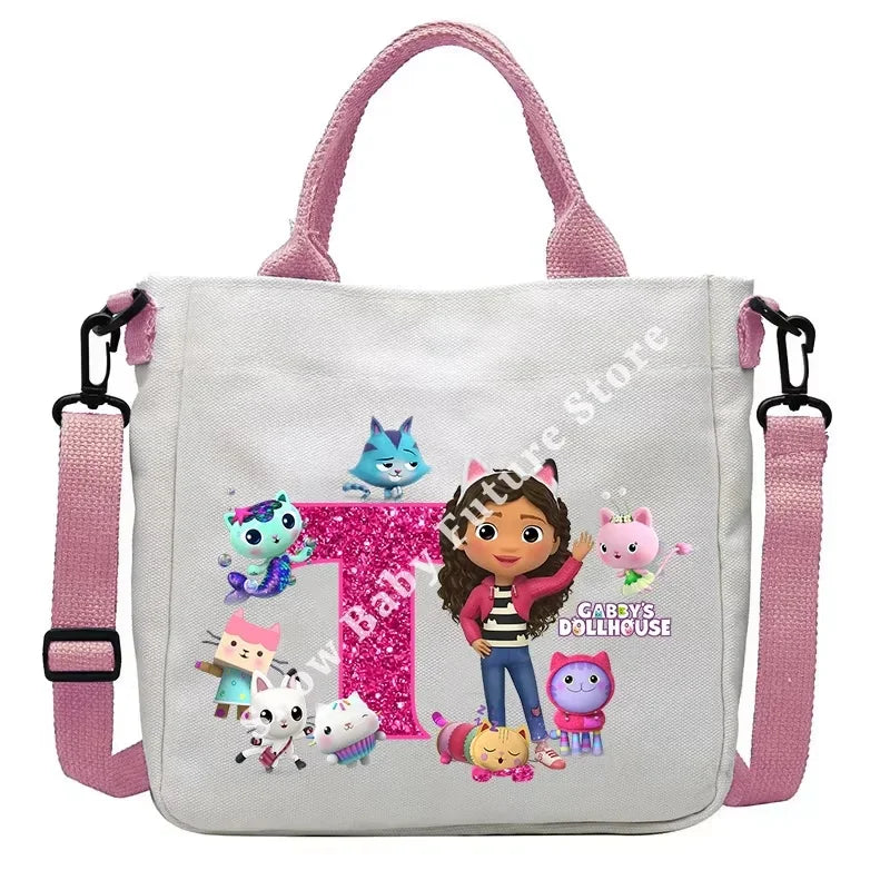 حقيبة كتف أنيقة بتصميم بيوت الدمى غابي للأولاد والبنات على شكل أنمي وحقيبة حمل أنيقة عليها حروف كرتونية وحقيبة يد من القماش وحقيبة كروس بودي وهدايا أعياد الميلاد