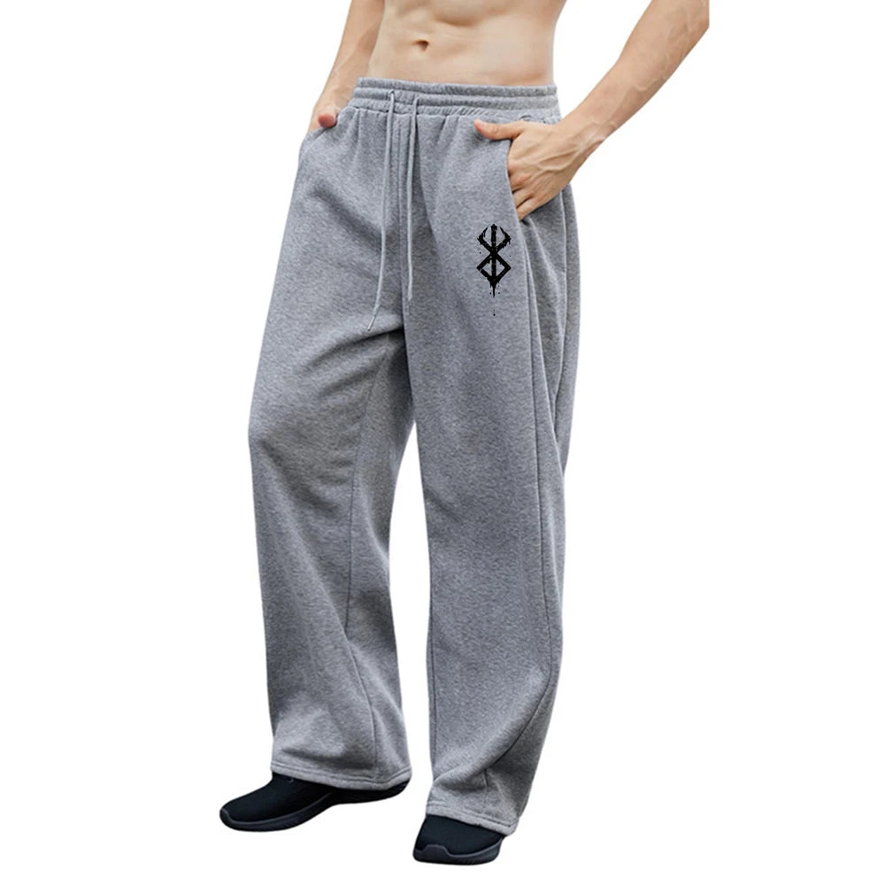 Latest Model Men's Pants Simple Print Casual Sweatpants Elastic Waist Drawstring Pants Suitable Corduroy Men Pants Vintage