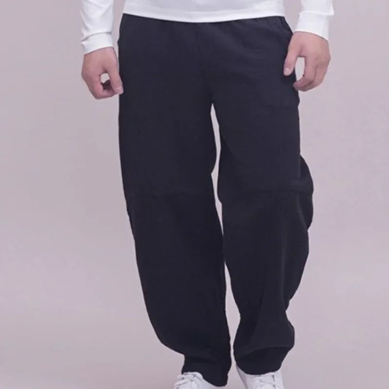 Casual Pants Man Pocket Linen Trousers for Men Loose Beige Fashion New in Y2k Streetwear Baggy Cotton Korean Style Sale Long