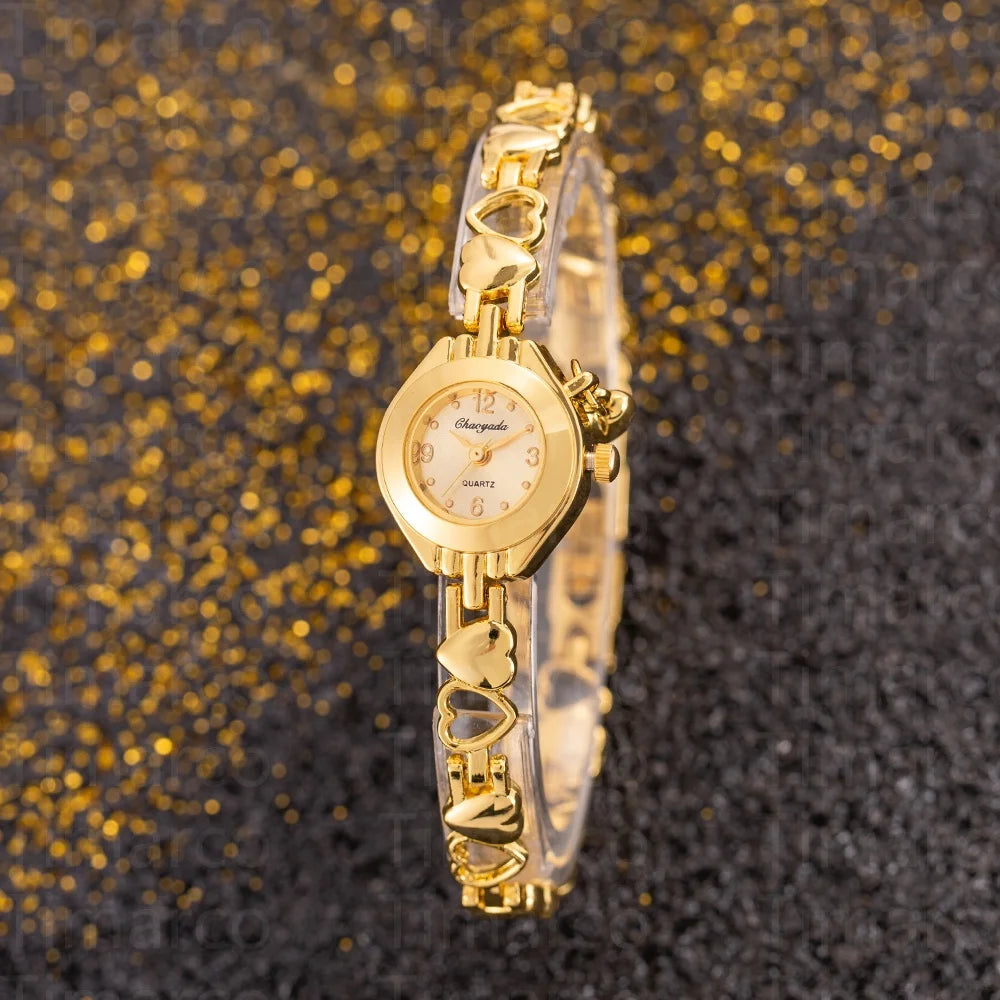 ساعات كوارتز كلاسيكية للنساء، ساعات بسوار على شكل قلب، ساعات يد نسائية فاخرة وأنيقة بمينا صغير، هدية ساعة نسائية