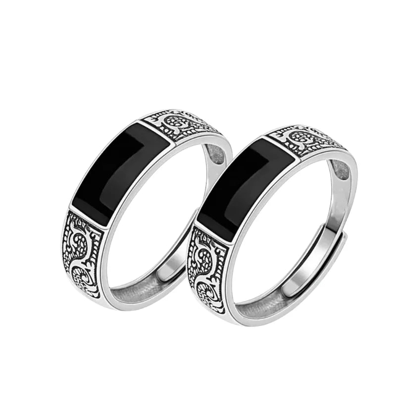 خواتم بسيطة بنمط تنين للرجال والنساء، خاتم مفتوح من النحاس بتصميم عتيق، سلسلة سوداء، إكسسوارات مجوهرات بانك