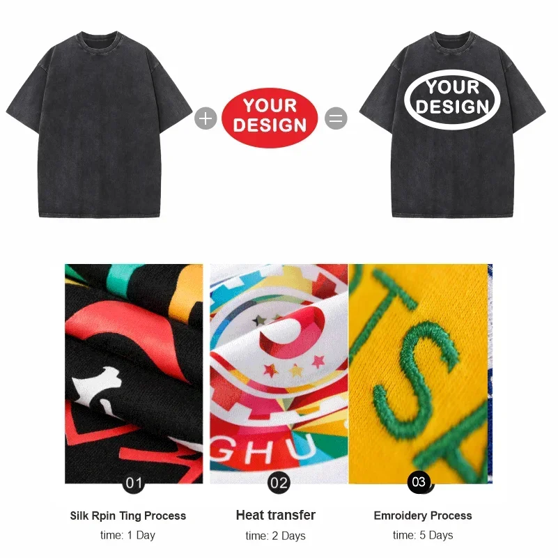 تي شيرت رجالي مخصص بشعار فريق الهيب هوب ستريت مصنوع من القطن الخالص 230 جرام، بقصّة فضفاضة، مطبوع عليه درجة حرارة عالية، مصنوع من تي شيرت مخصص