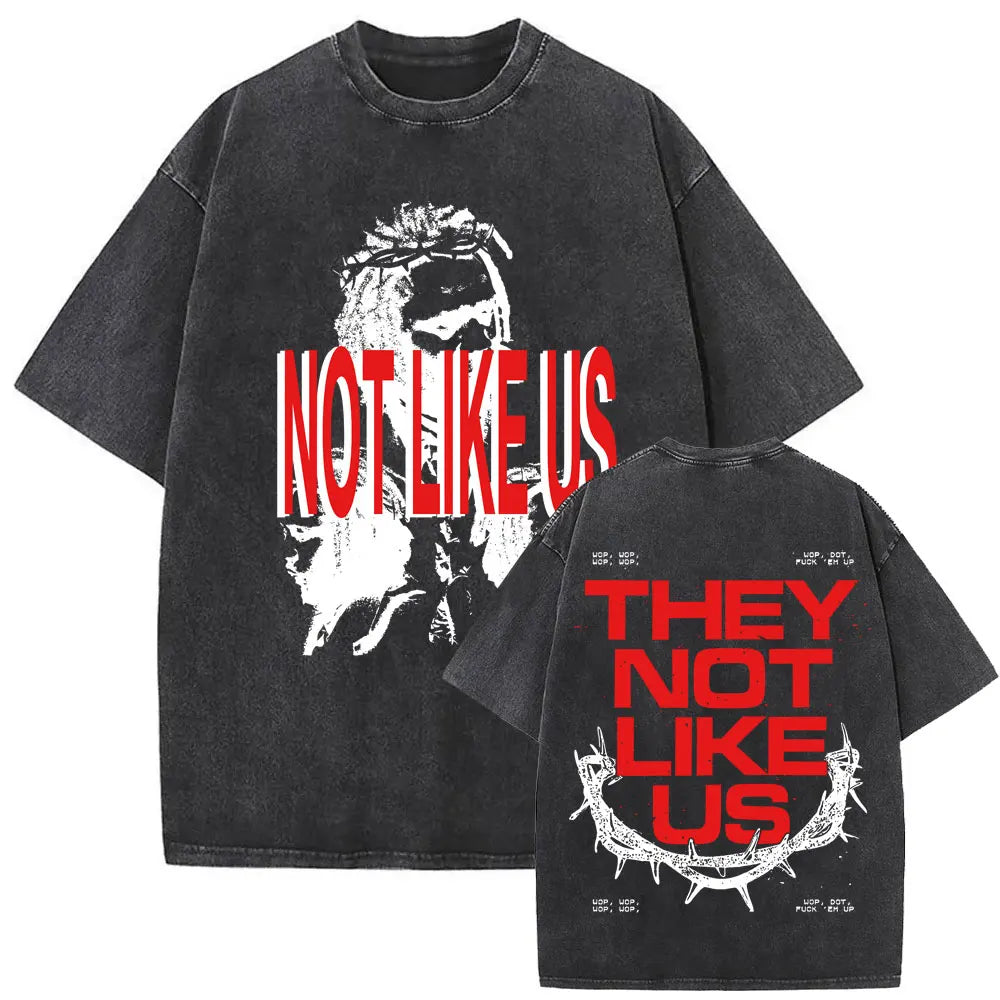 تي شيرت رجالي بتصميم ريترو مغسول من تصميم مغني الراب كندريك لامار، تي شيرت DAMN مطبوع عليه شعار الهيب هوب الحضري، مصنوع من القطن بنسبة 100% على الوجهين.