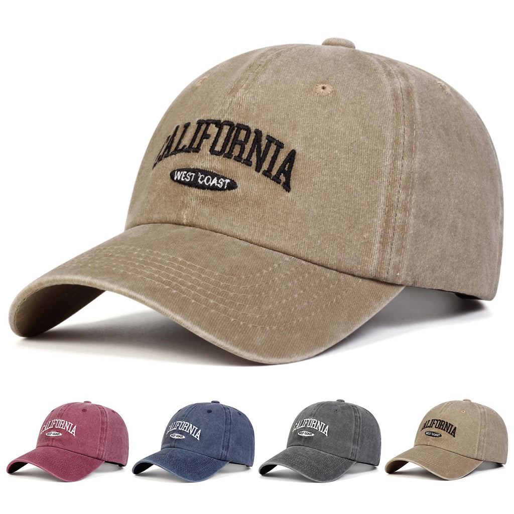 قبعات بيسبول للجنسين من كاليفورنيا مطرزة بحروف قابلة للتعديل للربيع والخريف، قبعات كاجوال واقية من الشمس