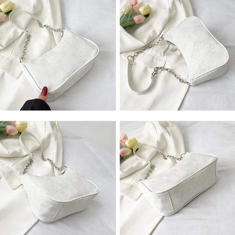 حقيبة نسائية جميلة بتصميم زهور داكنة وحقيبة كتف أنيقة وحقيبة يد نسائية غير رسمية مصممة تحت الإبط