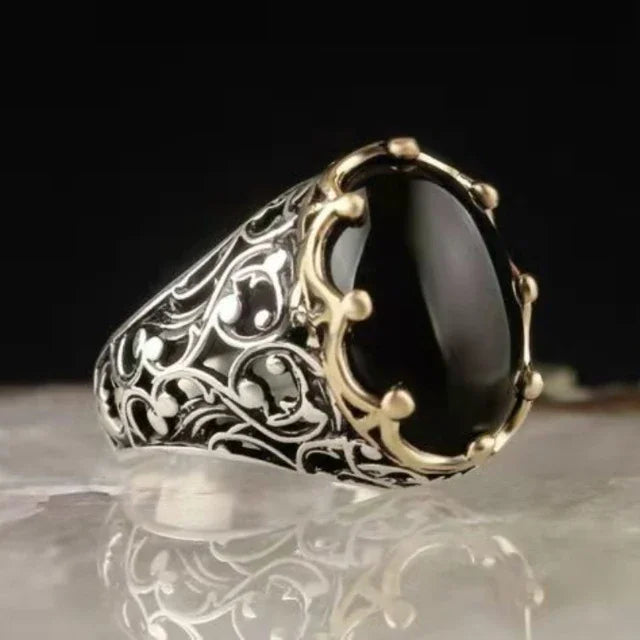 خاتم رجالي فاخر مرصع بالزمرد، خاتم ياقوت أزرق، جوهرة استبدادية، مناسب لحضور حفلات الولائم، مجوهرات الأعمال