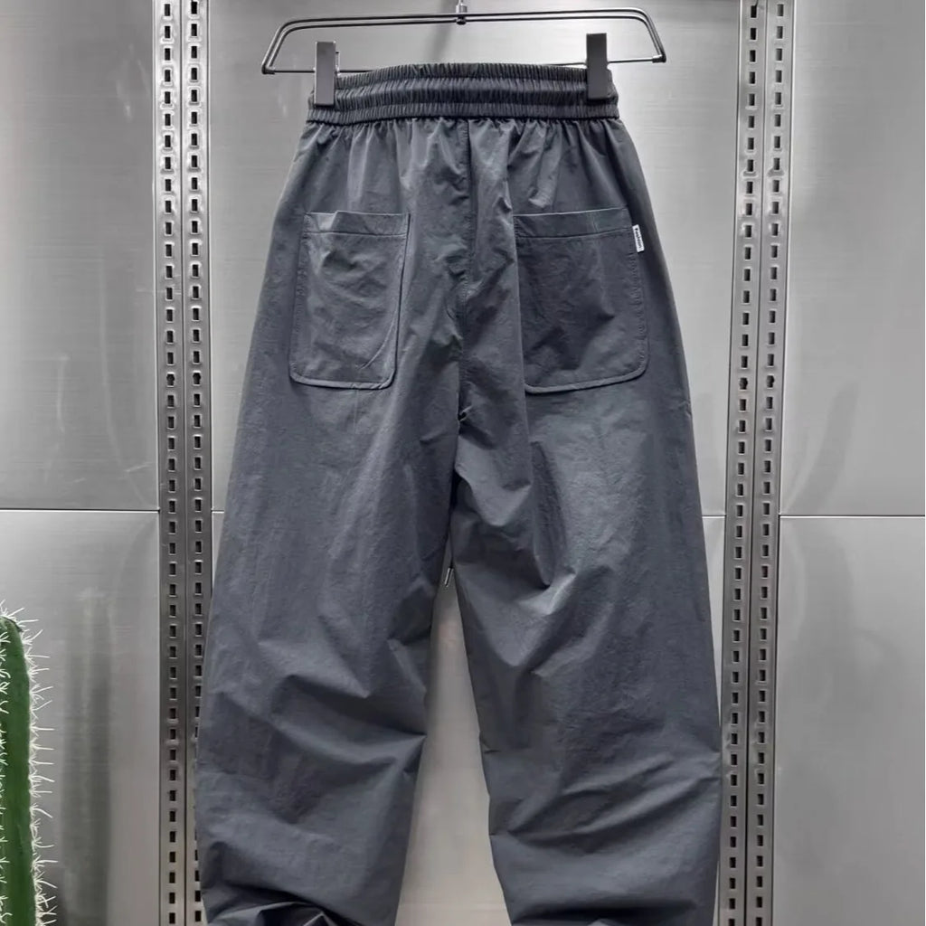 2025 New Trendy Brand Loose Wide Leg Pants Summer Casual Pants Men's Puff Handsome Work Pants Versatile Straight Leg Sports Pant