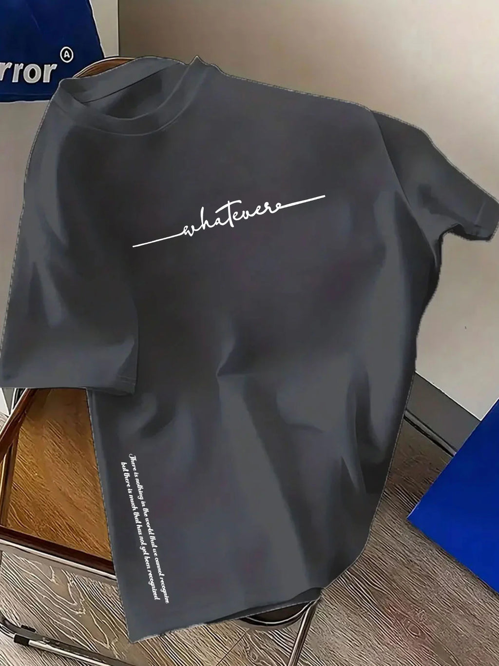 تيشيرت رجالي صيفي قطني 100%، عصري، كاجوال، رياضي، فضفاض، مقاسات كبيرة، مطبوع عليه حروف بسيطة، بياقة دائرية وأكمام قصيرة