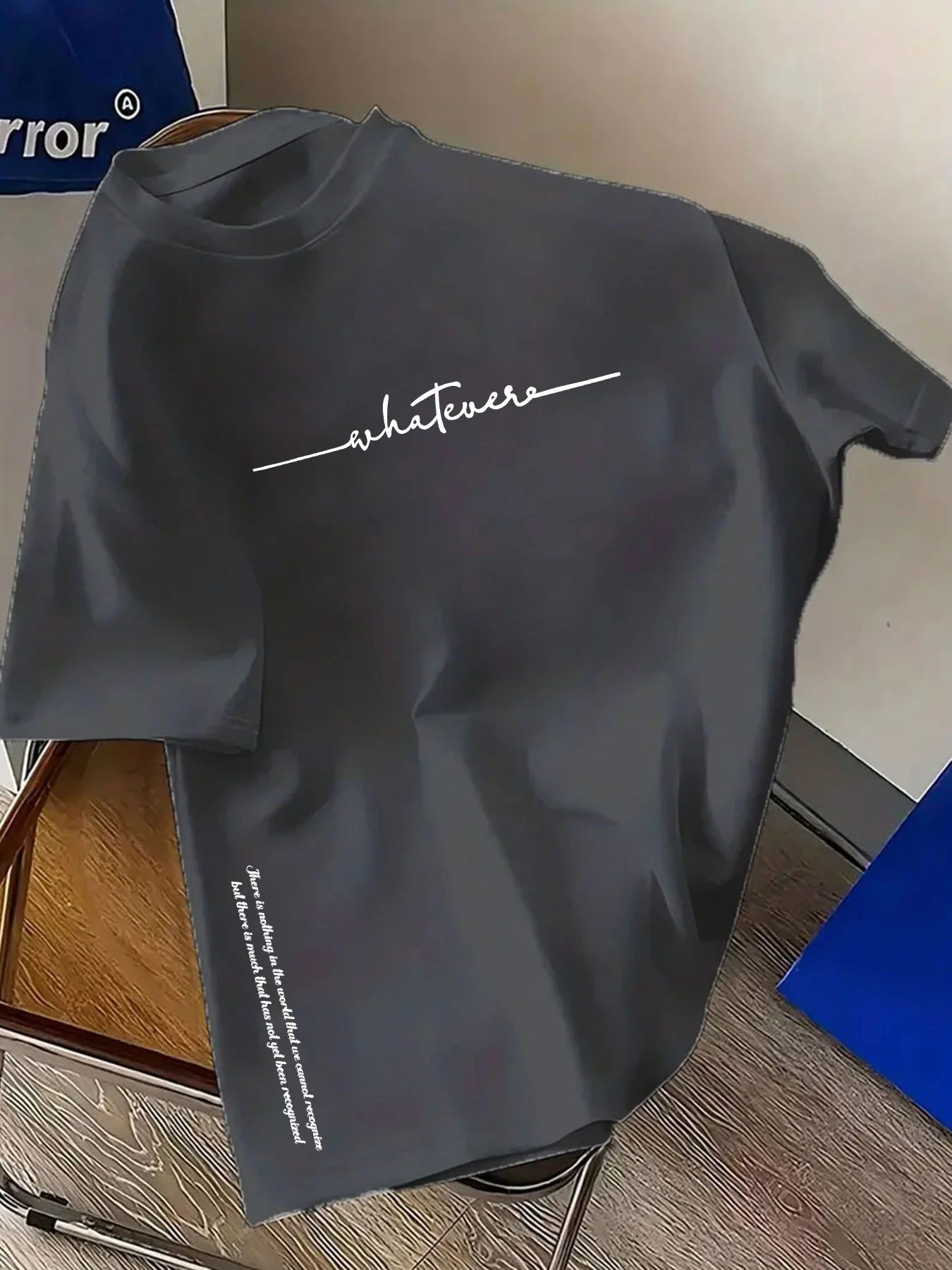 تيشيرت رجالي صيفي قطني 100%، عصري، كاجوال، رياضي، فضفاض، مقاسات كبيرة، مطبوع عليه حروف بسيطة، بياقة دائرية وأكمام قصيرة