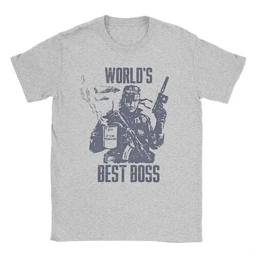 تي شيرت رجالي ونسائي MGS1 Solid Snake Game T-Shirt Metal Gear قطني مضحك بأكمام قصيرة ورقبة دائرية تي شيرت كلاسيكي