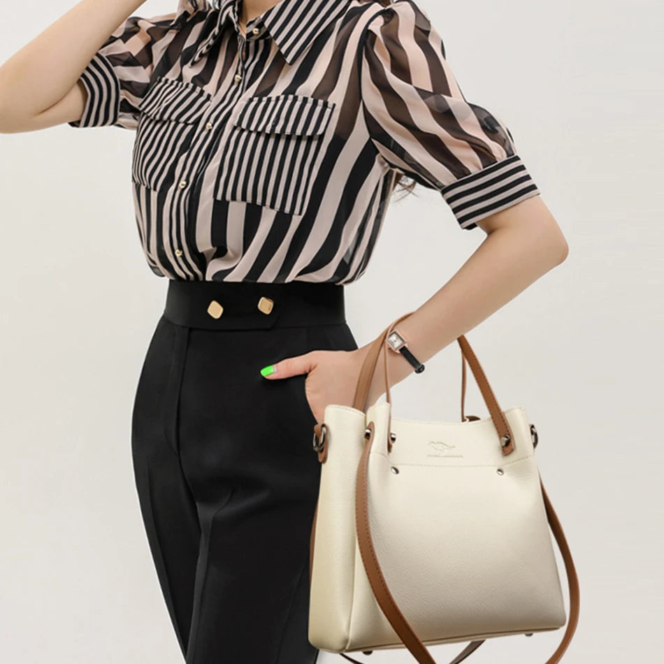 حقائب كتف كروس بودي من الجلد الأصلي عالي الجودة للنساء حقائب يد فاخرة للنساء حقيبة كبيرة السعة حقيبة ناعمة لحمل الرسول