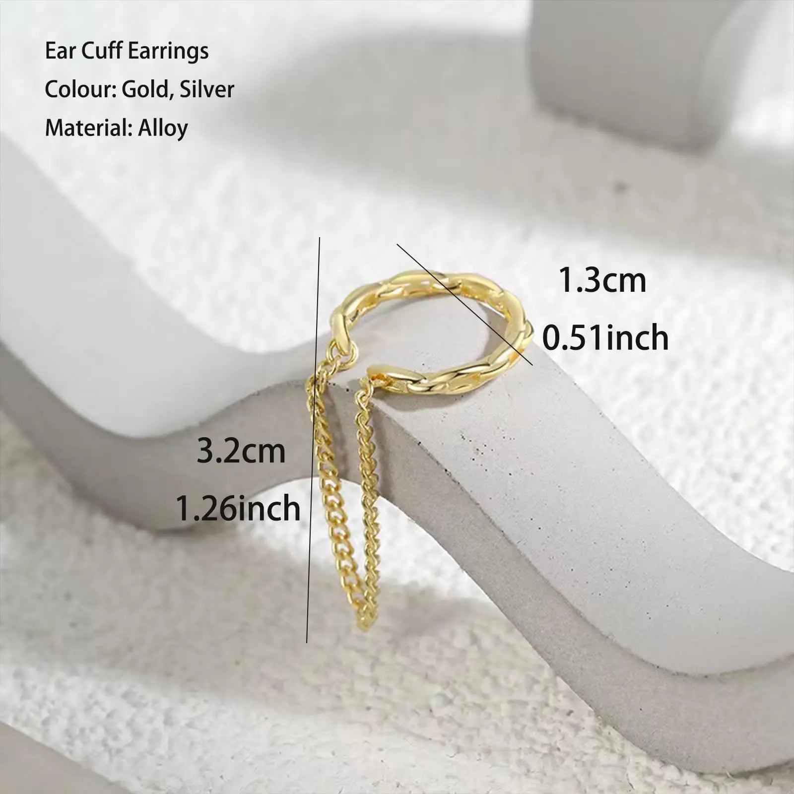 أقراط ذهبية بمشبك للنساء، لا تتطلب ثقب الأذن، مشبك أذن بشرابة واحدة، بسيطة ومتعددة الاستخدامات.