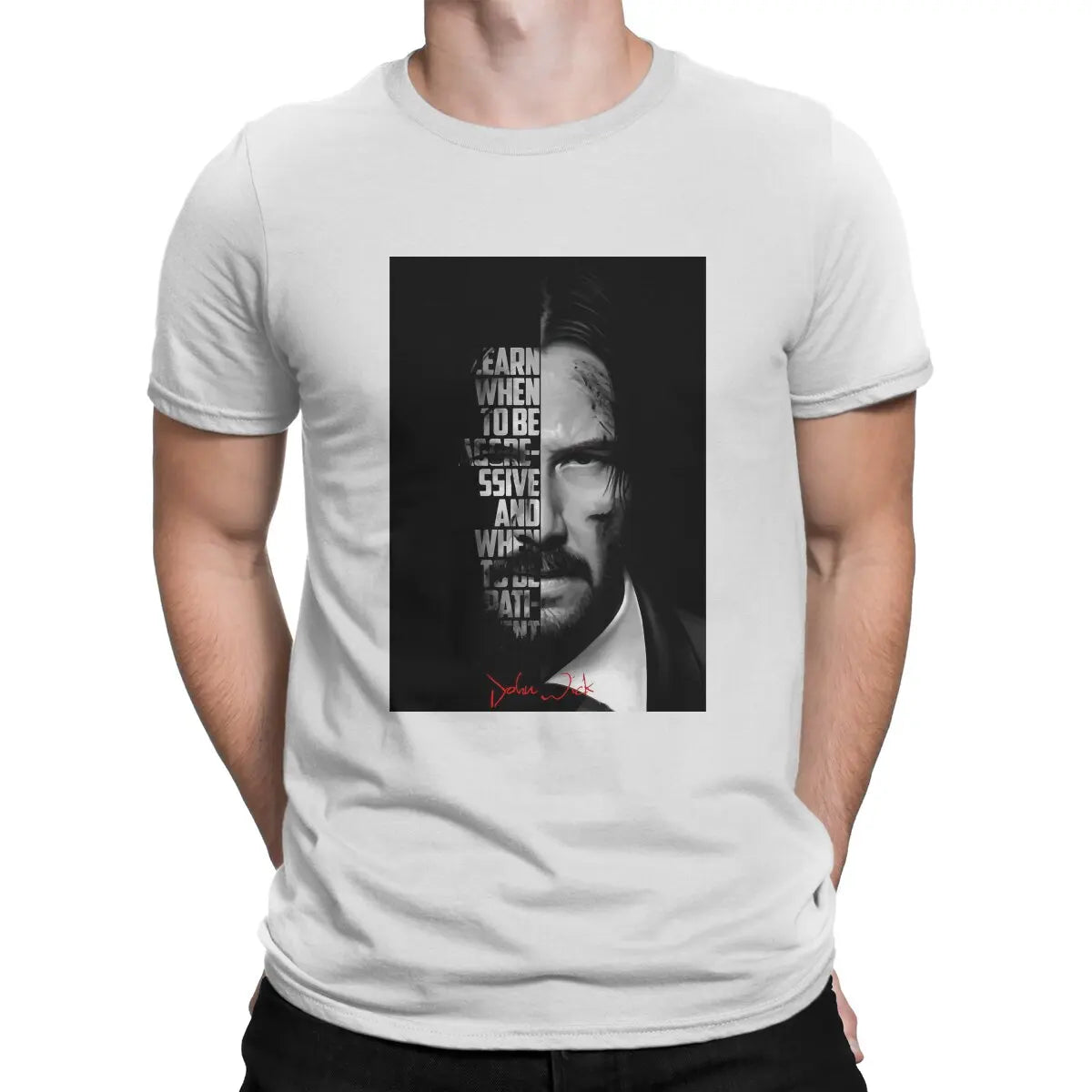 تي شيرتات رجالي باللونين الأبيض والأسود من John Wick Creative، تي شيرتات قطنية خالصة برقبة دائرية وأكمام قصيرة، ملابس صيفية