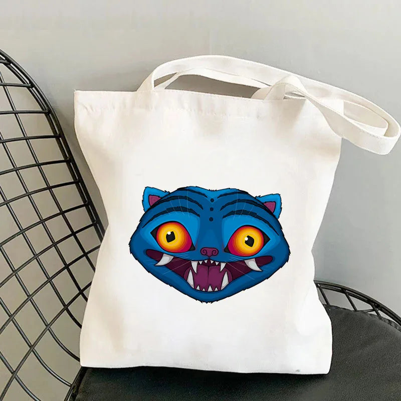 حقيبة تسوق قماشية بتصميم أنيمي صائد الشياطين من كيبوب، حقيبة تسوق عصرية بسعة كبيرة، حقيبة يد نسائية