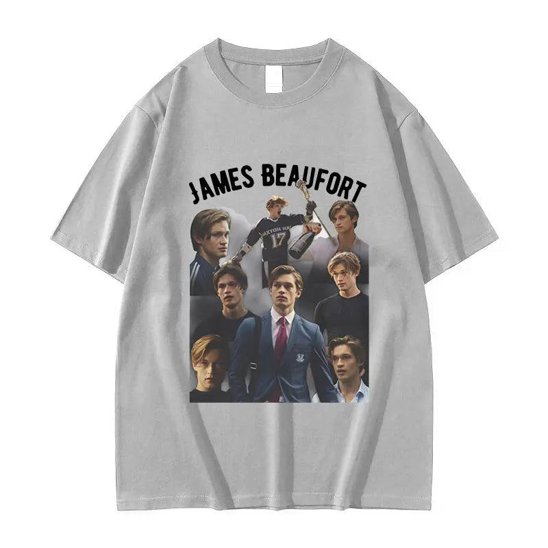 تي شيرت ماكستون هول جيمس بوفورت بطبعة جرافيكية للرجال، تي شيرت عصري بأكمام قصيرة، تي شيرت قطني كبير الحجم برقبة دائرية للجنسين