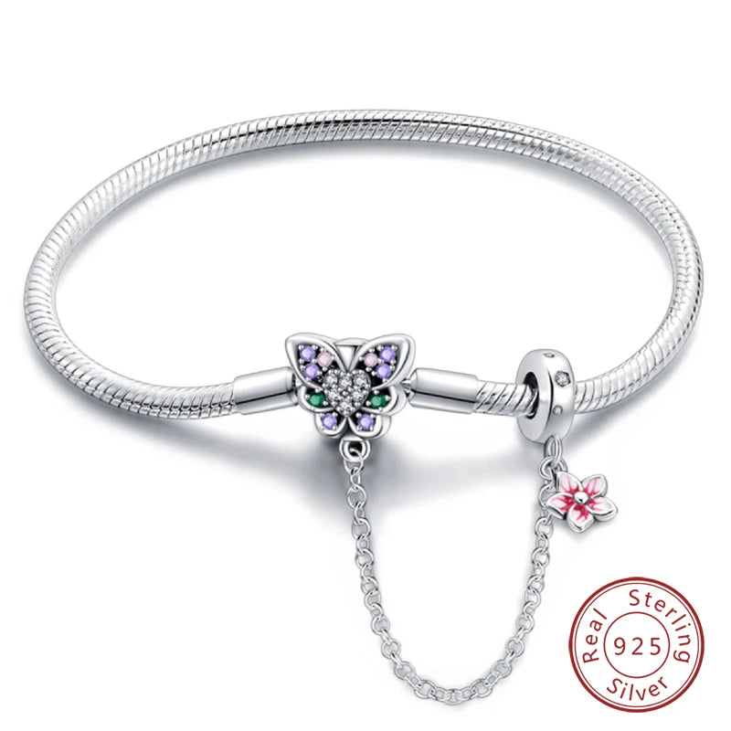 سوار فضة عيار 925 أصلي بطول 17-20 سم على شكل نجمة وقمر وشمس وأوراق برسيم خضراء وأساور من الزركون تناسب صنعها بنفسك وهدايا أعياد الميلاد