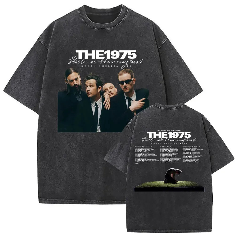 تي شيرت صيفي مغسول عتيق 1975 حول قميصك المطبوع، تي شيرت مضحك في ألبوم بلغة أجنبية، تي شيرت رجالي هيب هوب قطني كاجوال