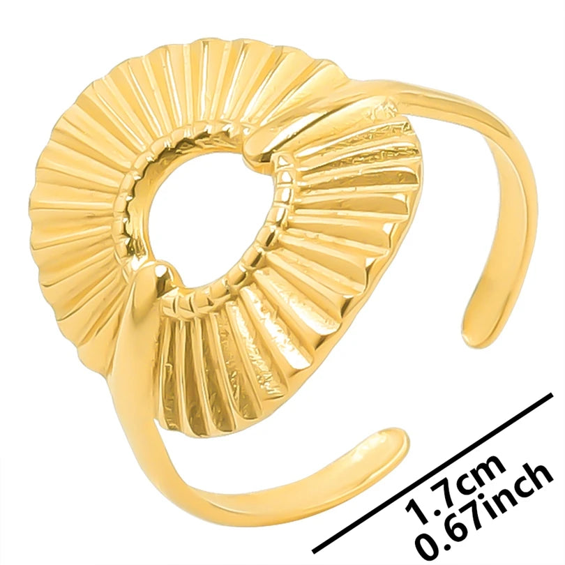 خواتم من الفولاذ المقاوم للصدأ مطلية بالذهب الحقيقي، 1/5 قطع/مجموعة، إكسسوارات للنساء والرجال، خاتم مفتوح قابل للتعديل بتصميم فراشة وقلب سميك