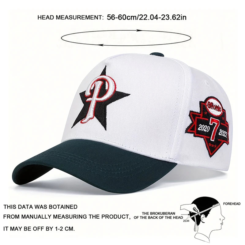 قبعات بيسبول للجنسين مطرزة بحرف P للربيع والخريف قبعات كاجوال قابلة للتعديل للاستخدام الخارجي وقبعات واقية من الشمس وقبعات رياضية