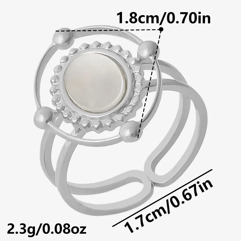 خاتم واحد عصري من الفولاذ المقاوم للصدأ، بتصميم هندسي مستوحى من البحر الطبيعي، مفتوح وسميك، بنمط صدفة بحرية، قطعة واحدة، مجوهرات نسائية عتيقة غير منتظمة