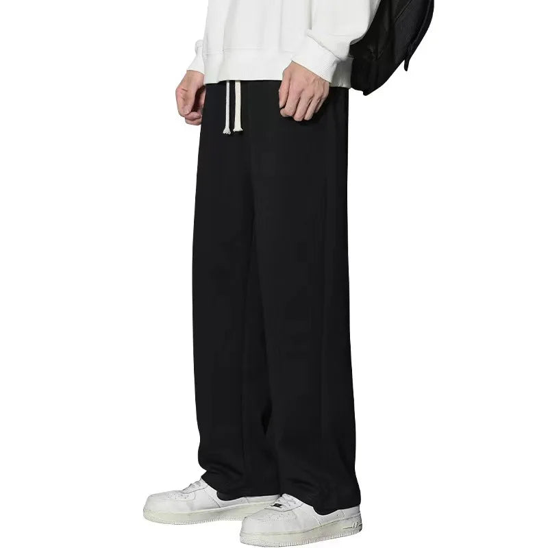 Autumn Trend Loose Solid Color Men's Casual Pants with Plush Running New Style Suitable for Both Men and Women