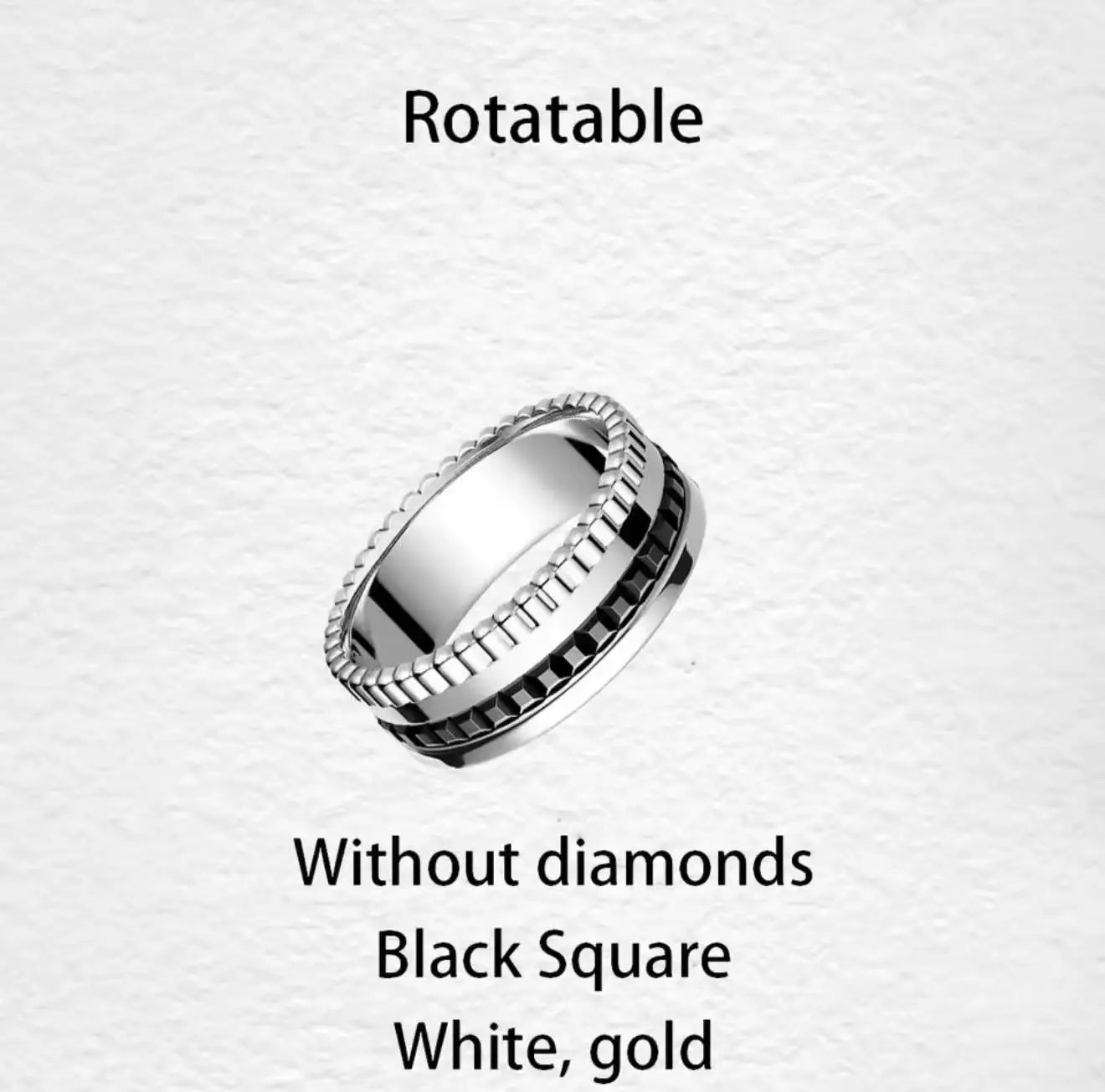 خواتم دوارة فاخرة على الطراز الفرنسي للرجال والنساء قابلة للدوران مصنوعة من مادة الموزانيت عالية الجودة باللونين الأسود والأبيض هدية للمهرجانات