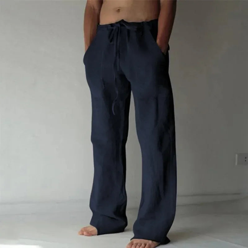 summer spring 2024 New Men's Cotton Linen Pants Male Autumn New Breathable Solid Color Linen Trousers Fitness Streetwear S-3XL
