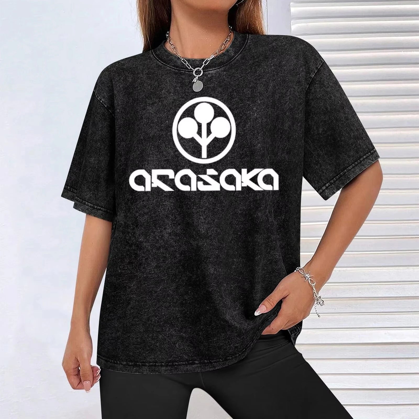 تيشيرت بشعار شركة أراساكا سايبربانك، تيشيرت كروسويت للرجال، تيشيرتات جرافيكية عتيقة، تيشيرتات رياضية رخيصة، للرجال