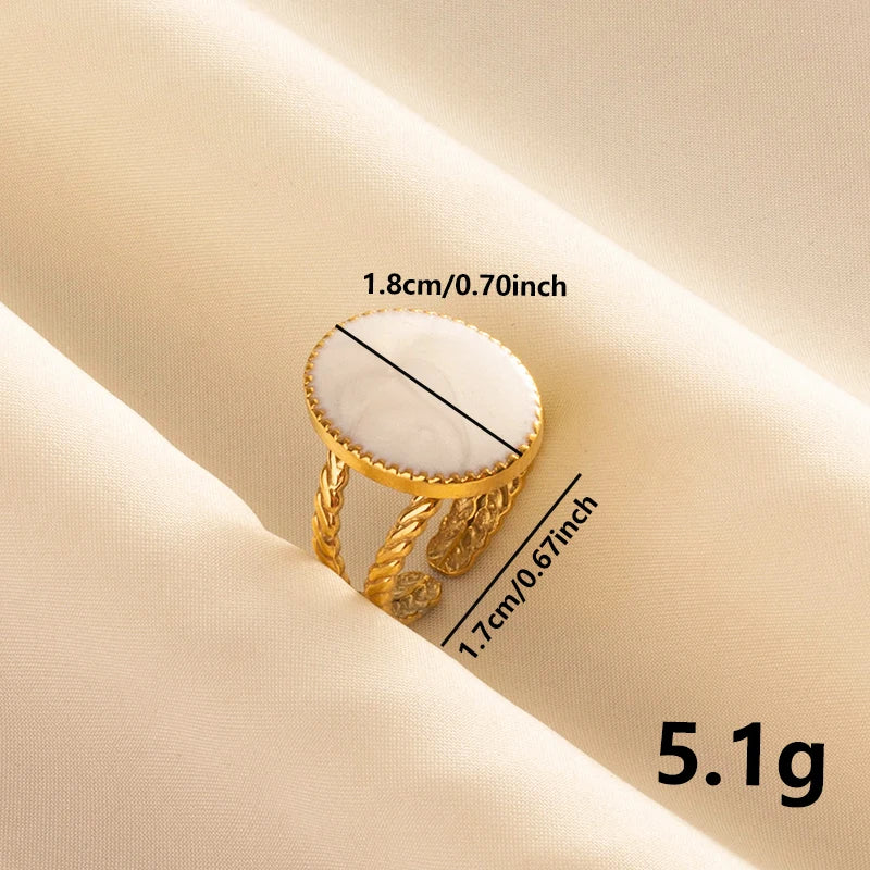 خاتم أبيض مطلي بالذهب الحقيقي بتصميم نجمة وقلب وعين، مفتوح وقابل للتعديل، مصنوع من الفولاذ المقاوم للصدأ بتصميم عتيق، مناسب للنساء والرجال، مجوهرات عيد ميلاد