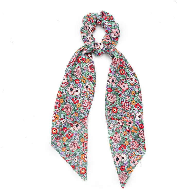 ربطة شعر طويلة من الساتان بنقشة جلد النمر، مزينة بفيونكة، مناسبة لربط ذيل الحصان، للنساء والفتيات، مصنوعة من المطاط.