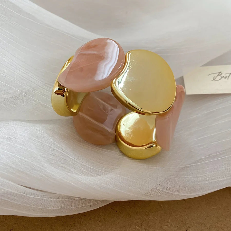 أساور من الراتنج بحبل مطاطي دائري متعدد الأنماط للنساء أساور أكريليك عتيقة ملطخة مجوهرات حفلات شخصية K1