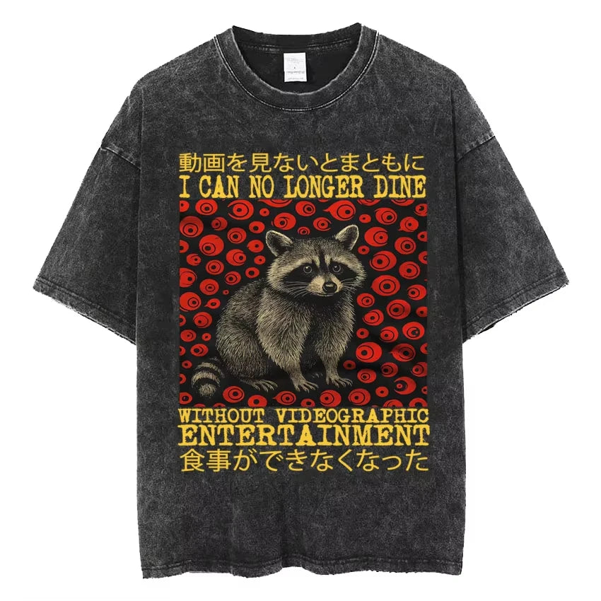 تي شيرتات Vintage Washed The Harbinger of Awkward Situations تي شيرت Weirdcore Japanese Funny Graphic تي شيرت رجالي Harajuku