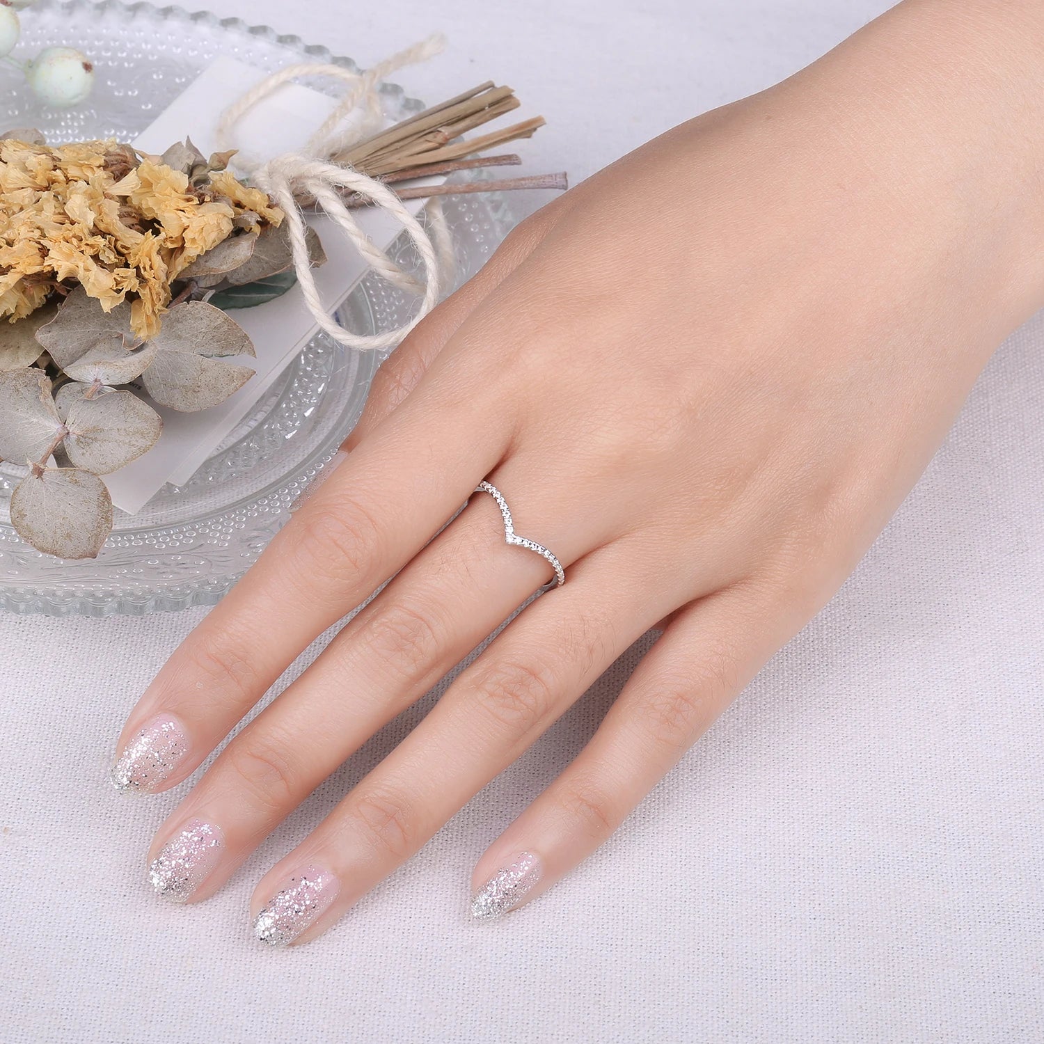 خاتم زفاف نسائي قابل للتكديس من الفضة الإسترليني عيار 925، مطلي بالذهب الأصفر والوردي، مرصع بحجر مويسانيت بلون D، قطع دائري، من JewelryPalace