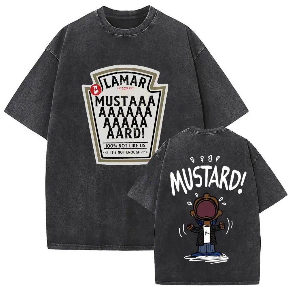 تي شيرت رجالي بتصميم ريترو مغسول من تصميم مغني الراب كندريك لامار، تي شيرت DAMN مطبوع عليه شعار الهيب هوب الحضري، مصنوع من القطن بنسبة 100% على الوجهين.