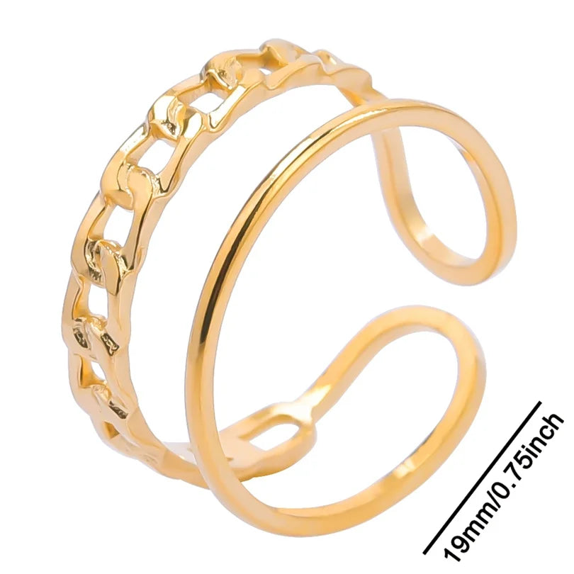 خواتم أنيقة مطلية بالذهب من الفولاذ المقاوم للصدأ، 6 قطع/مجموعة، بتصميمات زهور ونجوم وأوراق شجر وحب وثعبان، خواتم مجردة، مجوهرات نسائية بالجملة